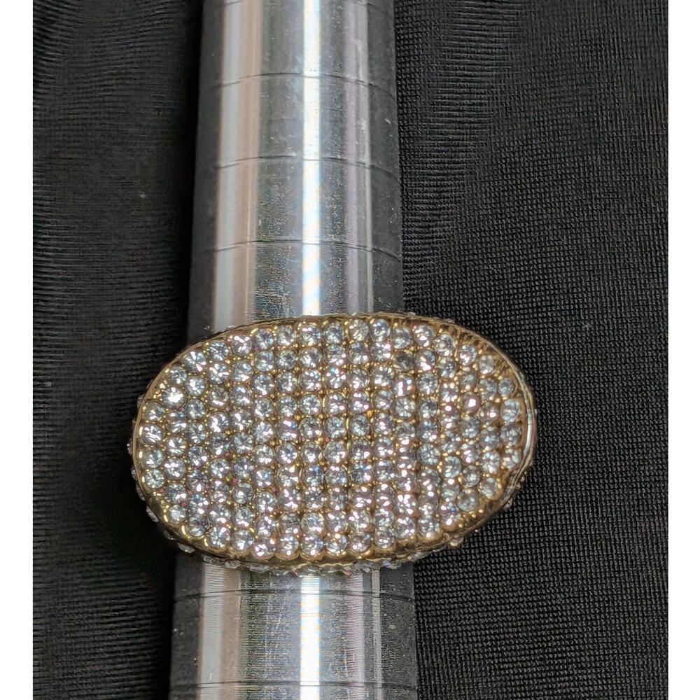 VINCE CAMUTO Ring Women's 6.5 Gold Tone Crystal Pave Statement Dome Bold Wide
